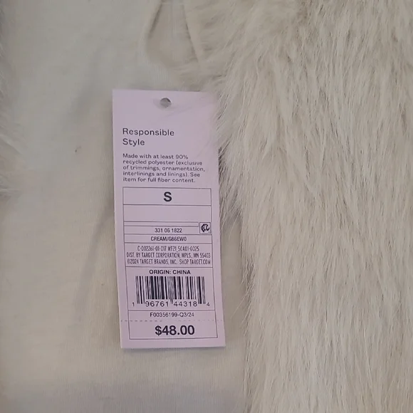 Women's Cream Faux Fur Hoodie Jacket.. Size Small.. - Picture 3 of 5